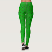 Limone grüne und schwarze Polka-Punkte Leggings (Rückseite)