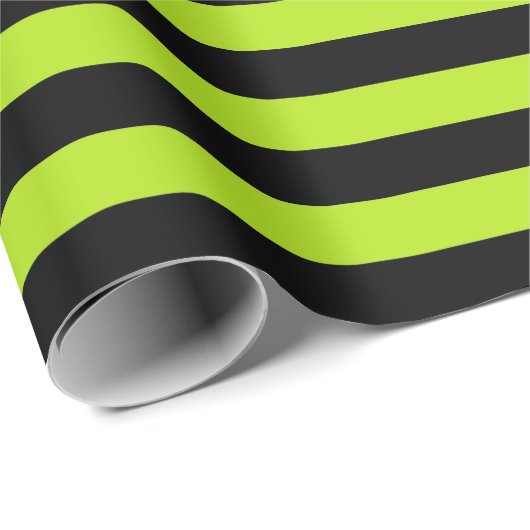 Limone grüne und schwarze Streifen Geschenkpapier (Rolleneckpunkt)
