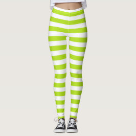 Limone grüne und weiße Streifen Leggings