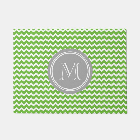 Limone grüne Zickzack graue Monogramm-Fußmatte Fußmatte (Vorderseite)