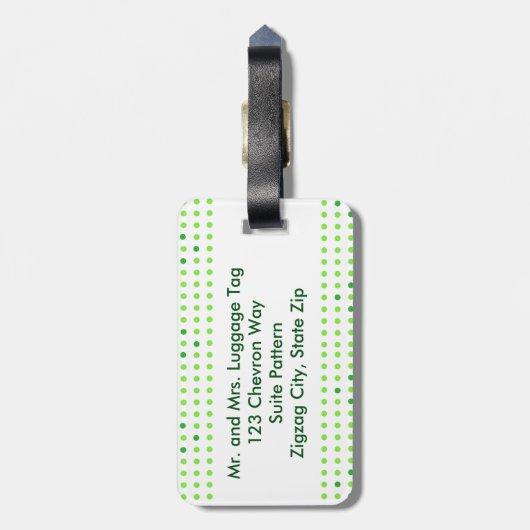 Limone, grüne Zickzack Muster-Monogramm-Gepäckanhä Gepäckanhänger (Rückseite vertikal)