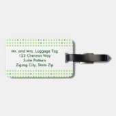 Limone, grüne Zickzack Muster-Monogramm-Gepäckanhä Gepäckanhänger (Rückseite horizontal)