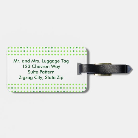 Limone, grüne Zickzack Muster-Monogramm-Gepäckanhä Gepäckanhänger (Rückseite horizontal)