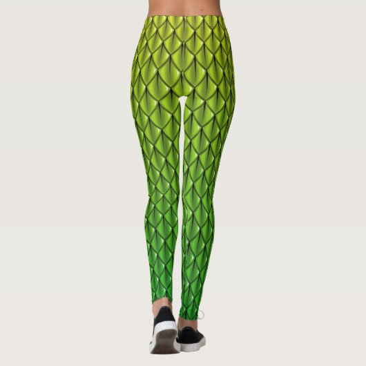 Limone grüner Drache-Skala-(verblassen Sie), Leggings (Rückseite)