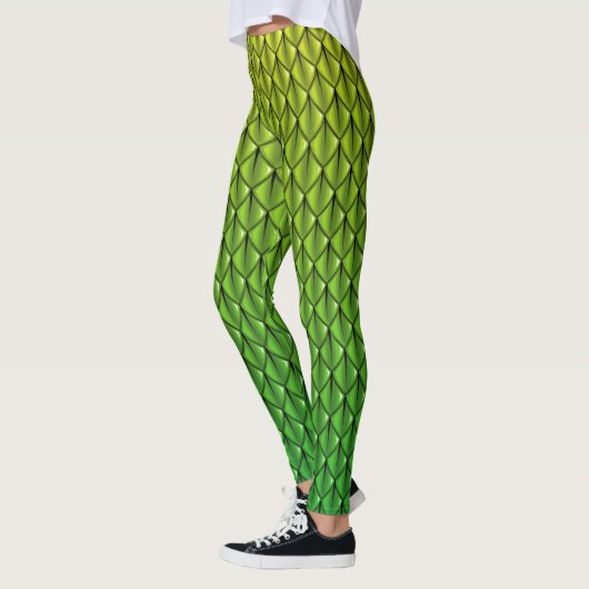 Limone grüner Drache-Skala-(verblassen Sie), Leggings (Links)