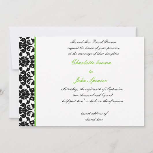 Limone Hochzeitsfeier Einladung (Rückseite)