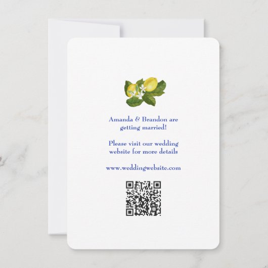 Limone I Italian Lemon & Blue Tile Save the Date Einladung (Rückseite)