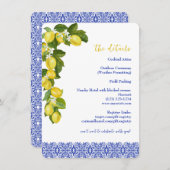 Limone I Italian Lemon & Blue Tile Wedding Details Einladung (Vorne/Hinten)