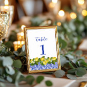 Limone I Italian Lemon & Blue Tile Wedding Menu Menükarte