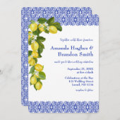 Limone I Italian Lemon & Blue Tile Wedite Einladun Einladung (Vorne/Hinten)