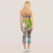 Limone Lagune, grüne, Lila und weiße Zellen Capri Leggings (Rückseite)