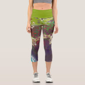Limone Lagune, grüne, Lila und weiße Zellen Capri Leggings (Vorderseite)