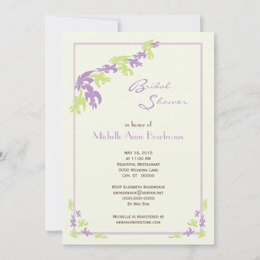 Limone Lavendel Lilie Modernes Brautparty Einladung (Vorderseite)