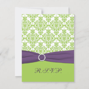 LIMONE, Lila Damaskus-Antwortkarte mit DRUCKRIBON RSVP Karte