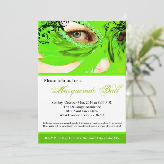 Limone Maskenverkleidung Maskenball Halloween Einladung (Stehend Vorderseite)