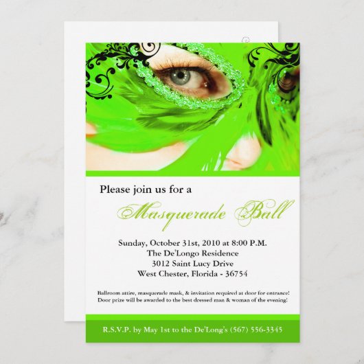 Limone Maskenverkleidung Maskenball Halloween Einladung (Vorne/Hinten)