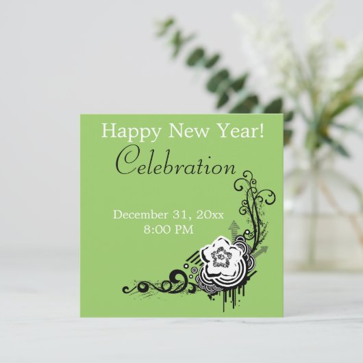 Limone mit BlumenParty Einladung des (Stehend Vorderseite)