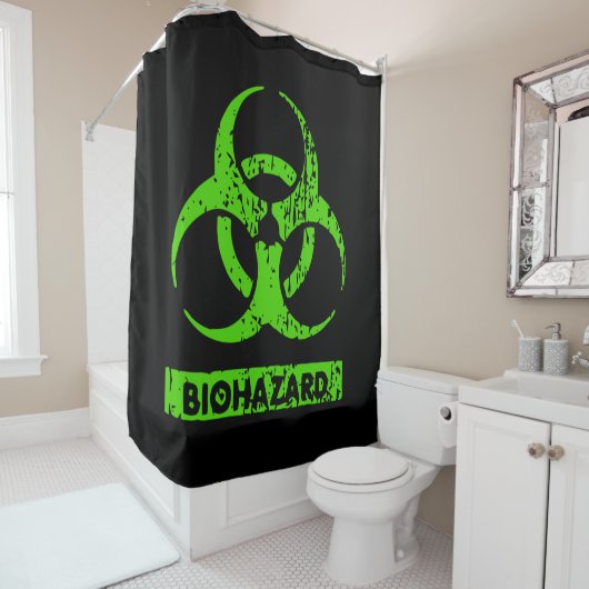 Limone Neon Green Bio-Hazard-Chemikalien Graphic Duschvorhang (Beispiel)