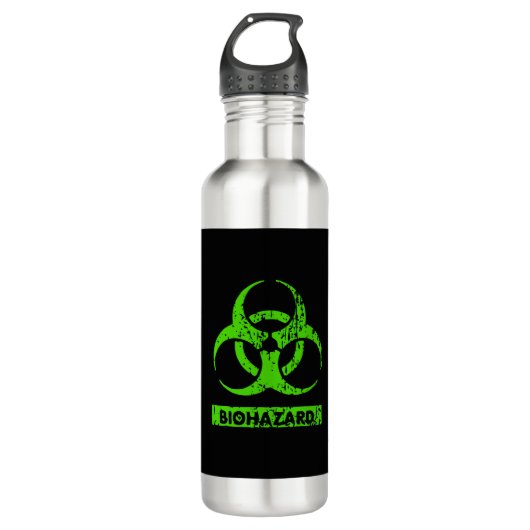 Limone Neon Green Bio-Hazard-Chemikalien Graphic Edelstahlflasche (Vorderseite)