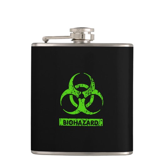 Limone Neon Green Bio-Hazard-Chemikalien Graphic Flachmann (Vorderseite)