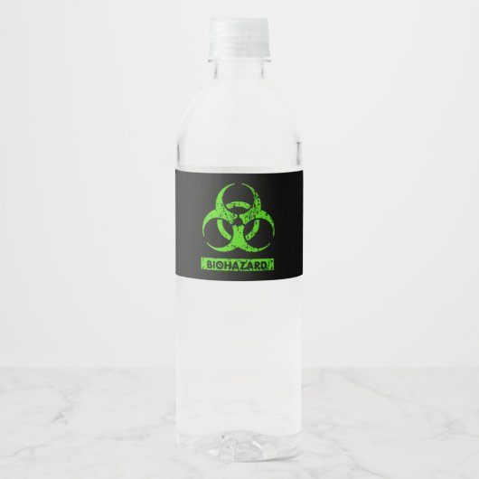 Limone Neon Green Bio-Hazard-Chemikalien Graphic Wasserflaschenetikett (Vorderseite)