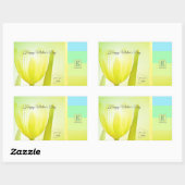 Limone Pastell Palette Tulip Foto Monogram Rechteckiger Aufkleber (Blatt)