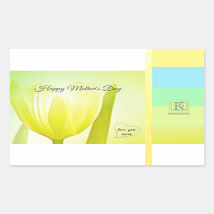 Limone Pastell Palette Tulip Foto Monogram Rechteckiger Aufkleber