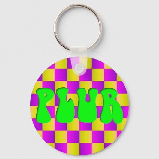 Limone PLUR Candy Color Karos Schlüsselanhänger (Vorderseite)