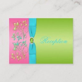 Limone, rosa und Aqua Floral-Umschließungskarte Begleitkarte