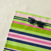 Limone, rosa und navy Strip Monogramm Strandtuch (Beispiel)