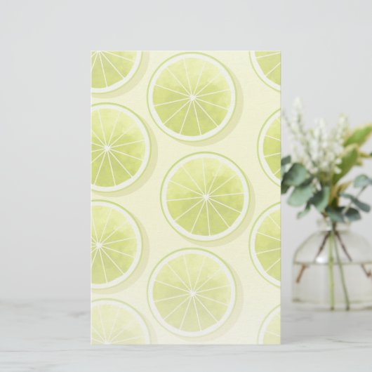 Limone Scheiben auf hellgelben Flächen Briefpapier (Stehend Vorderseite)