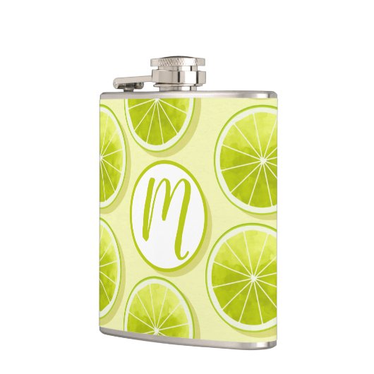 Limone Scheiben auf hellgelben Flächen Flachmann (Links)