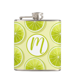 Limone Scheiben auf hellgelben Flächen Flachmann