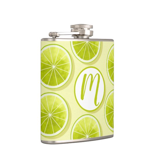 Limone Scheiben auf hellgelben Flächen Flachmann (Rechts)