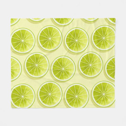 Limone Scheiben auf hellgelben Flächen Fleecedecke (Vorderseite (Horizontal))