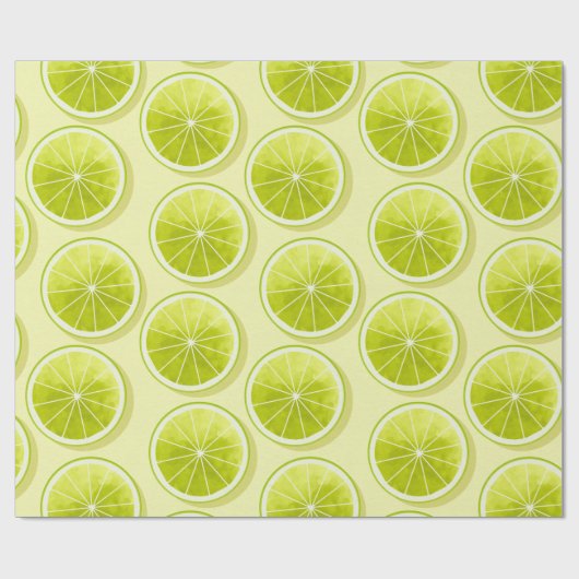 Limone Scheiben auf hellgelben Flächen Geschenkpapier (Flach)