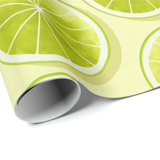 Limone Scheiben auf hellgelben Flächen Geschenkpapier (Rolleneckpunkt)