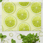 Limone Scheiben auf hellgelben Flächen Geschirrtuch (Gefaltet)