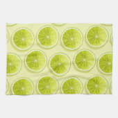 Limone Scheiben auf hellgelben Flächen Geschirrtuch (Horizontal)