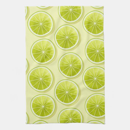 Limone Scheiben auf hellgelben Flächen Geschirrtuch (Vertikal)