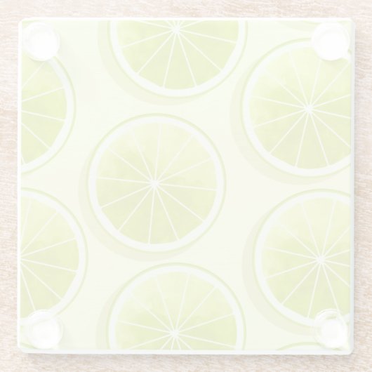 Limone Scheiben auf hellgelben Flächen Glasuntersetzer (Rückseite)