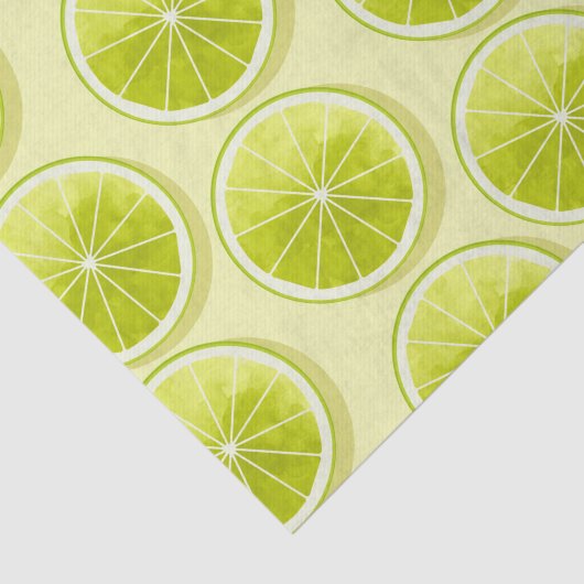 Limone Scheiben auf hellgelben Flächen Seidenpapier (Ausschnitt)