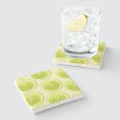 Limone Scheiben auf hellgelben Flächen Steinuntersetzer (Seitenansicht)