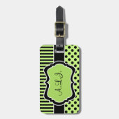 Limone, schwarz gestrichene Polkdoten Gepäckmarke Gepäckanhänger (Vorderseite vertikal)