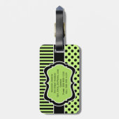 Limone, schwarz gestrichene Polkdoten Gepäckmarke Gepäckanhänger (Rückseite vertikal)