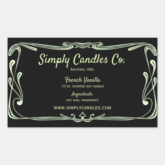 Limone, schwarze Grenzkerzenjar Rechteckiger Aufkleber (Vorderseite)