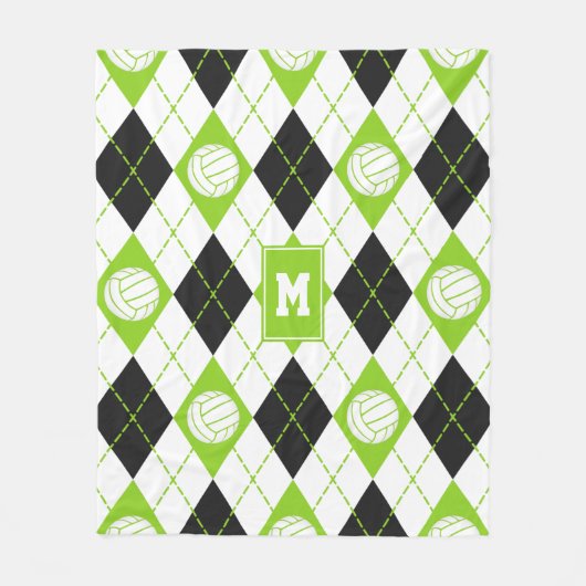 Limone schwarze Raute karierte Volleyball mit Mono Fleecedecke (Vorderseite)