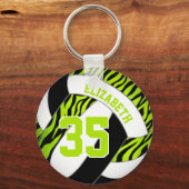 Limone schwarze Zebrastreifen Akzente Mädchen Voll Schlüsselanhänger (Rückseite)