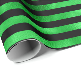 Limone Smarald Green Strips Lines Black Geschenkpapier