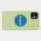 Limone Streifen Blaues Monogramm Case-Mate iPhone Hülle (Rückseite (Horizontal))